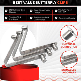 Swimables V-Clip attached to a pole for easy cleaning reach.