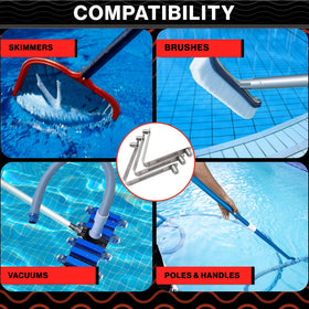 Swimables V-Clip in use on an inground pool setup with spa net.