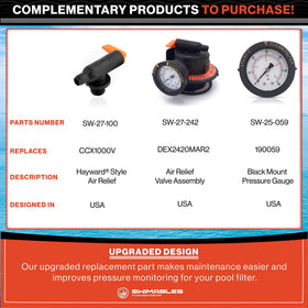 Swimables upgraded design air-relief gauge ready for maintenance reminders