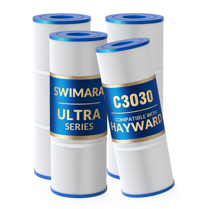 Swimara Ultra Series filter cartridge 4-pack for Hayward compatibility delivers high filtration capacity.