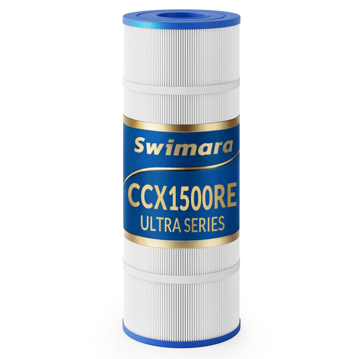Swimara Ultra Series filter close-up highlighting 5 oz trilobal fabric for better debris capture.
