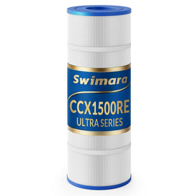 Swimara Ultra Series filter close-up highlighting 5 oz trilobal fabric for better debris capture.