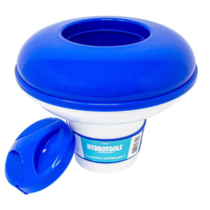 Swimline HydroTools 8720 dispenser floating on water evenly dispersing tablets