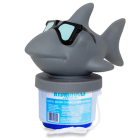 Swimline HydroTools 87271 shark large-capacity dispenser floats for continuous pool dosing.