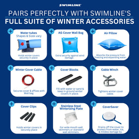 Swimline HydroTools air pillow reduces stress on pool cover during winter.