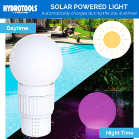 Swimline Hydrotools backyard decoration doubles as pool light at night.