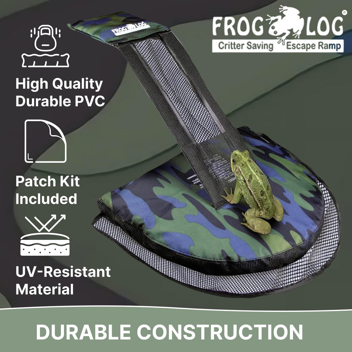 Swimline HydroTools Frog Log built with UV-resistant, durable materials for outdoor use.