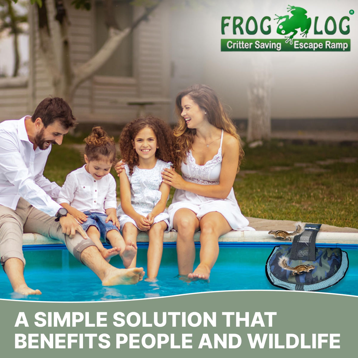 Swimline HydroTools Frog Log universal fit for inground and above-ground pools.