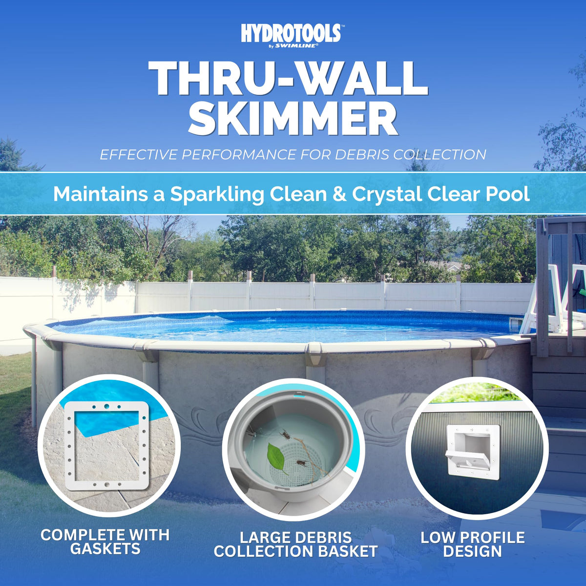 Swimline skimmer with removable weir enables quick maintenance.