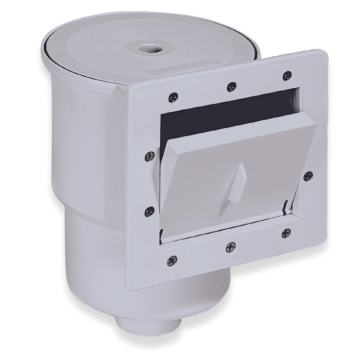 Swimline Hydro Tools Grey skimmer basket interior captures large debris for crystal-clear water.