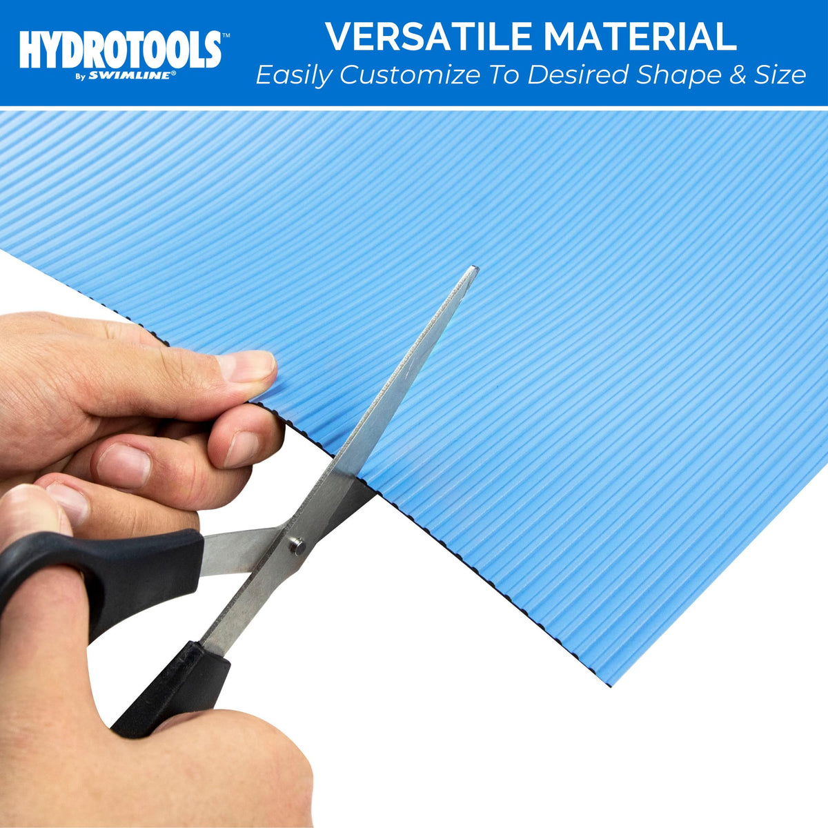 Easy installation and storage of the SwimLine HydroTools ladder mat.