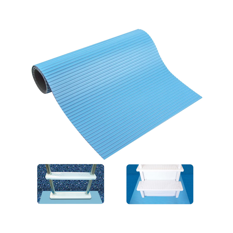SwimLine HydroTools ladder mat under ladder offers liner protection and stability.
