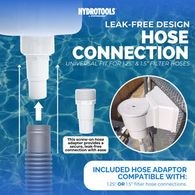 Swimline HydroTools large debris basket capturing leaves and debris before filtration.
