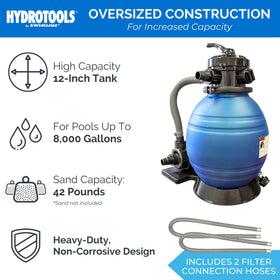 Swimline Hydrotools 42 lb sand capacity supports pools up to 8000 gallons