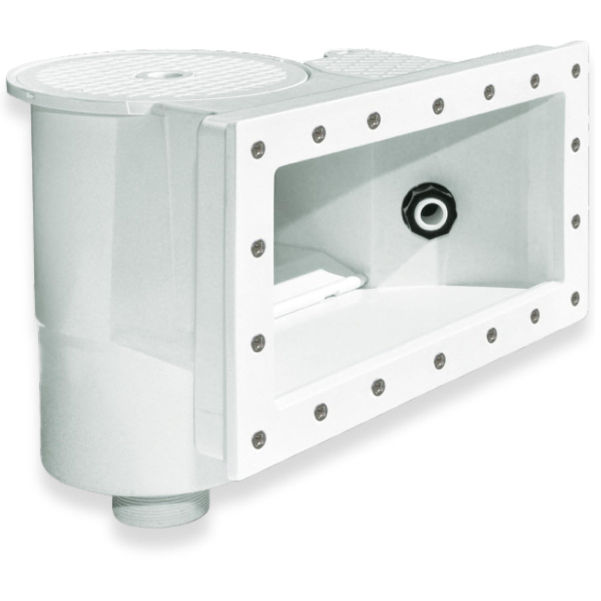 Swimline HydroTools standard thru-wall skimmer kit showing easy setup in an above-ground pool.