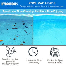 Weighted TriVac head sinks quickly and stays on the pool floor for thorough cleaning.