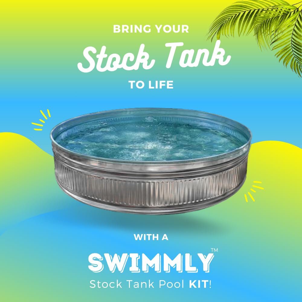 Swimmly stock-tank pool kit chlorine dispenser and thermometer ensures safe swimming.