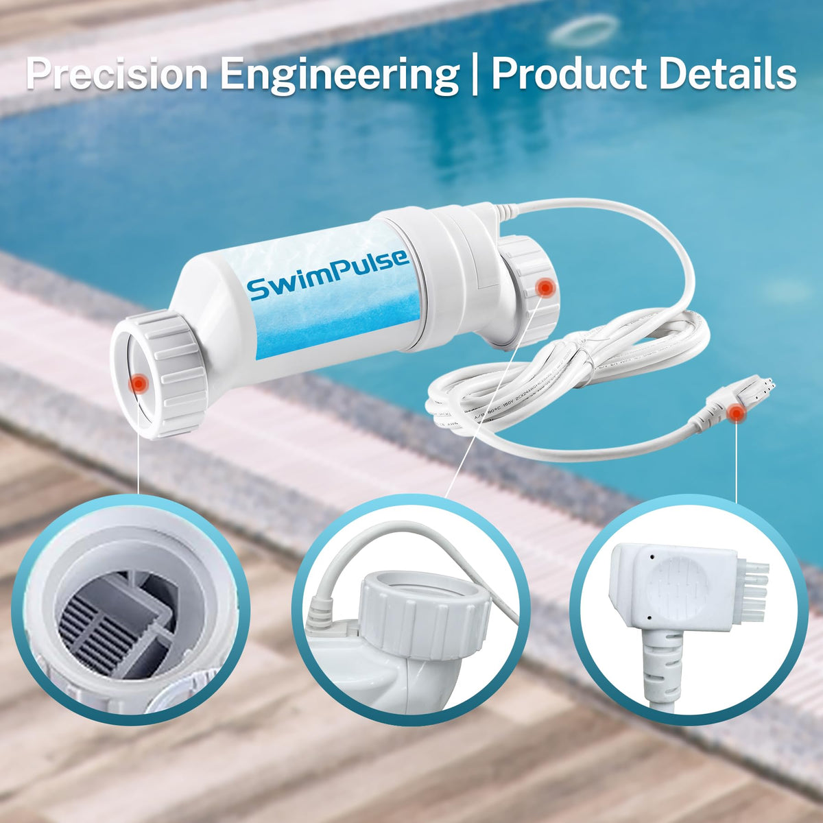 Eco-friendly water treatment with Swimpulse salt cell reduces chemical odors.