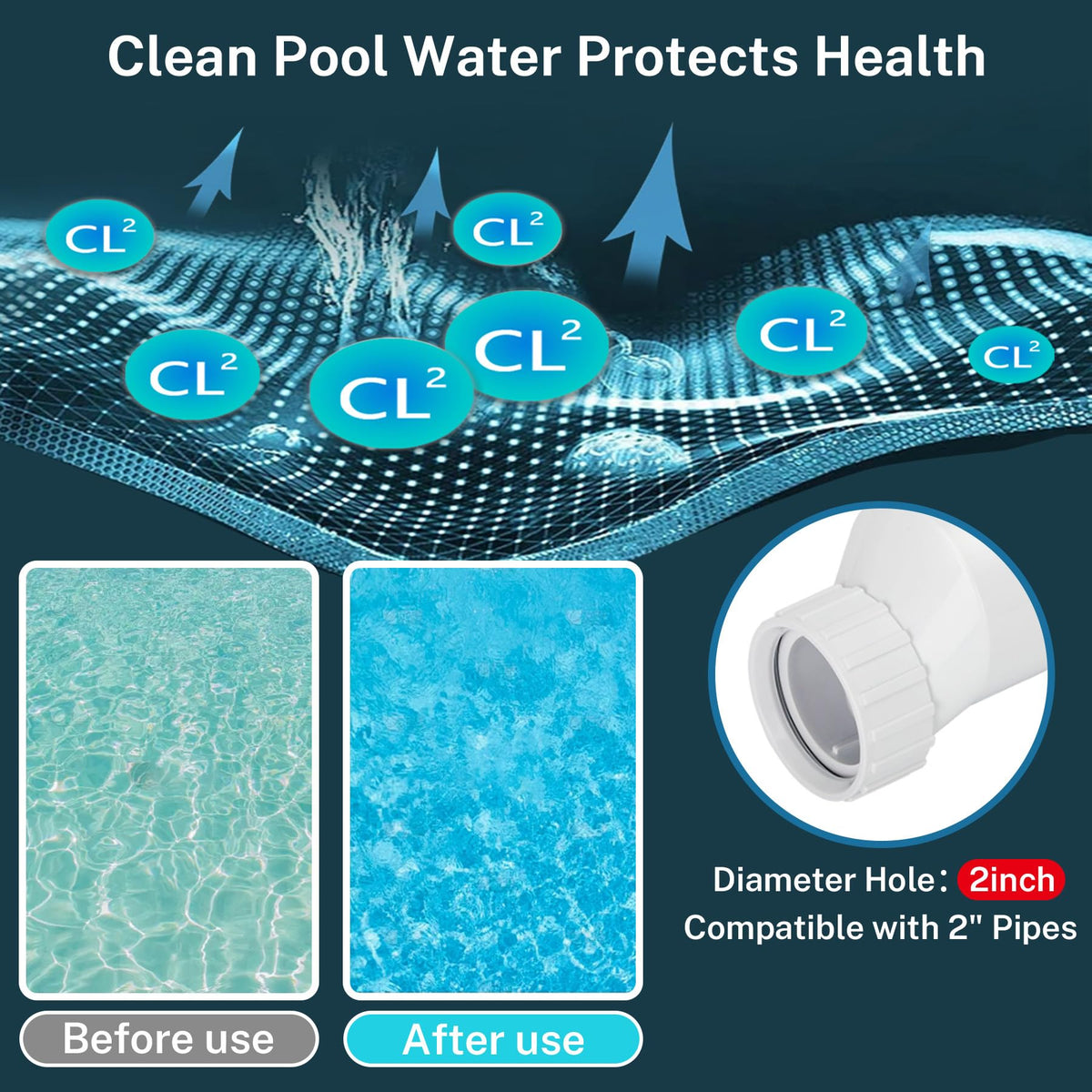 Swimpulse salt cell undergoing electrolysis for chlorine generation.