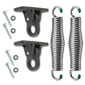 SwingMate Porch Swing Hanging Kit front view showing chrome finish and sturdy 750 lb capacity.