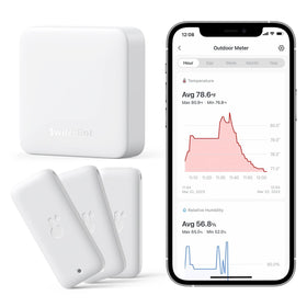 SwitchBot Hub Mini on a table enabling voice control and quick checks.