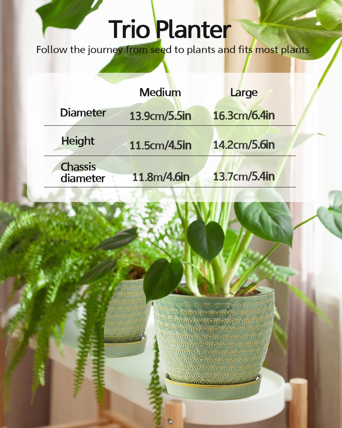 Swicken sage-green 5-5 inch planter with crackle glaze for compact spaces
