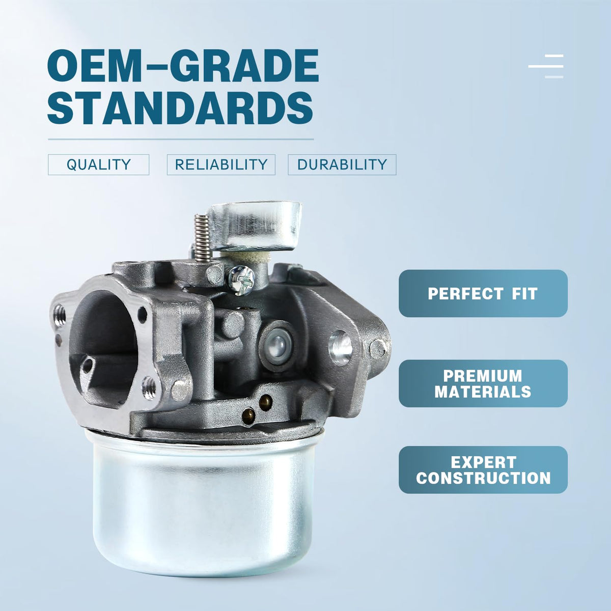 Sworwin 798653 carburetor side view highlights compact, OEM-style profile.