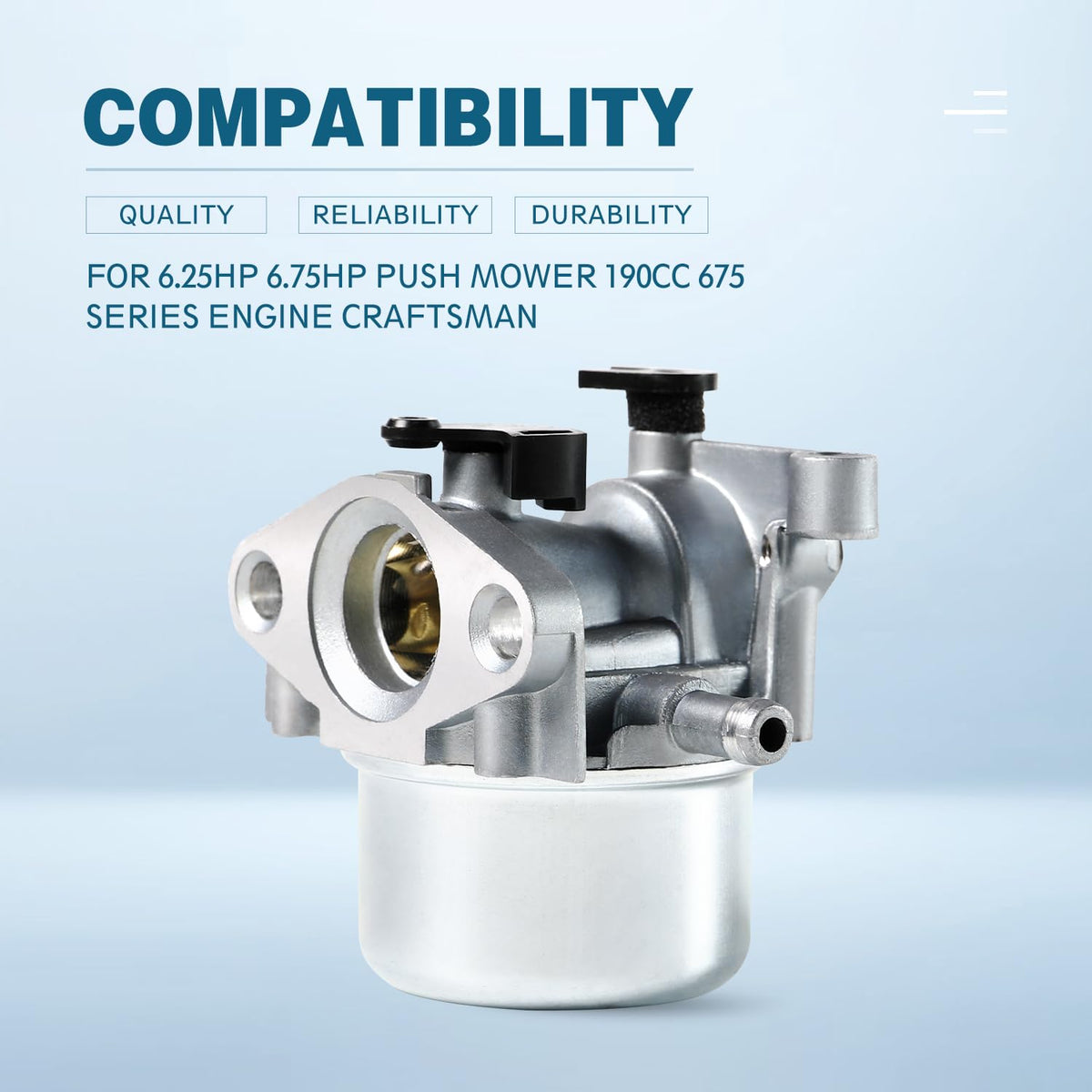 Sworwin carburetor metal body close-up highlights durable construction for long-lasting performance.