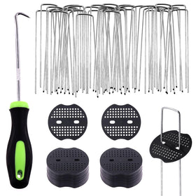 Swpeet U-shaped landscape stakes and staples for secure fabric anchoring.