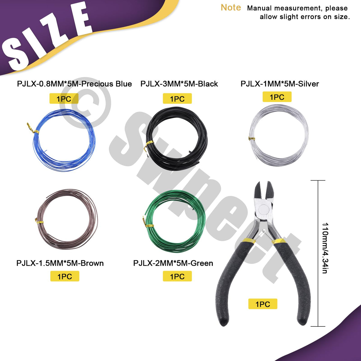 Swpeet bonsai wire 1.0mm silver for precise bends.