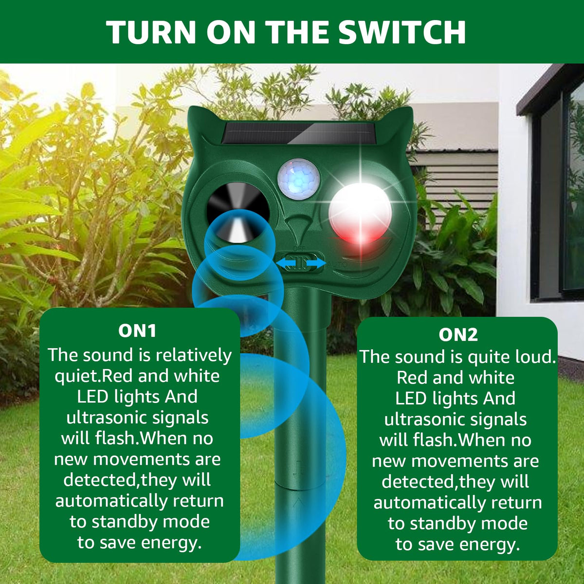 Sxaze unit with blue charging indicator reflects solar power