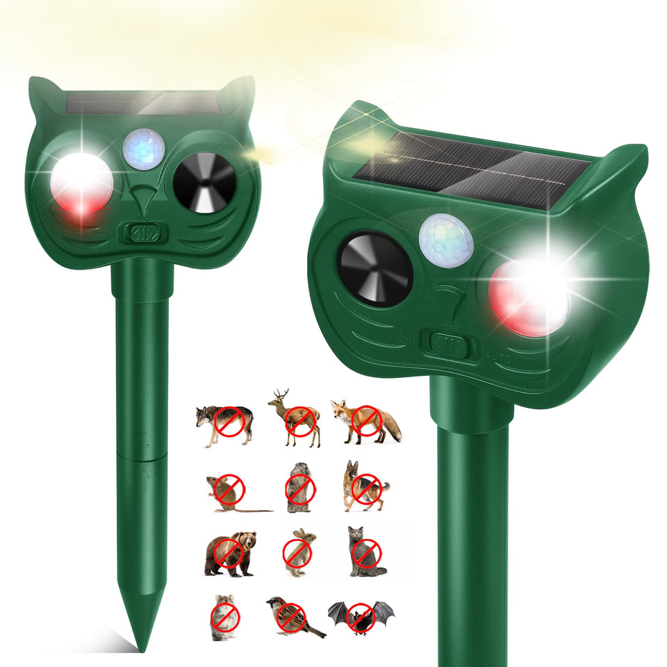 Sxaze Solar Ultrasonic Repellent front view deterring deer and rabbits