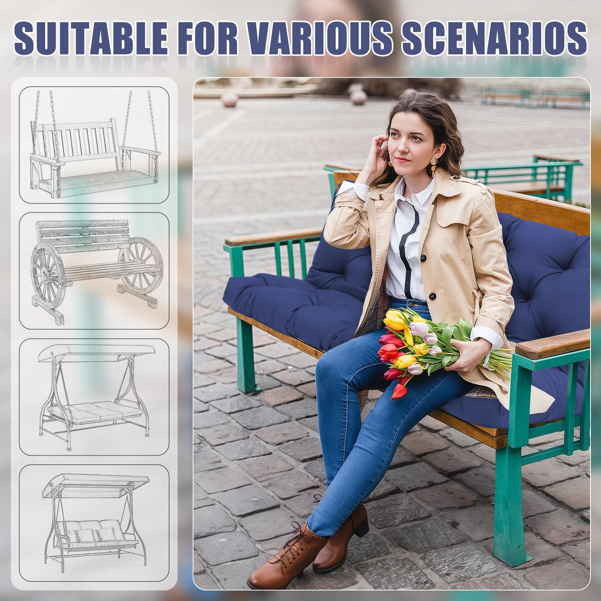 SXBFHGH 5-inch thick filling delivers plush comfort for long outdoor gatherings.