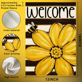 SXDMHYB sunflowers and bees flag back view for symmetry
