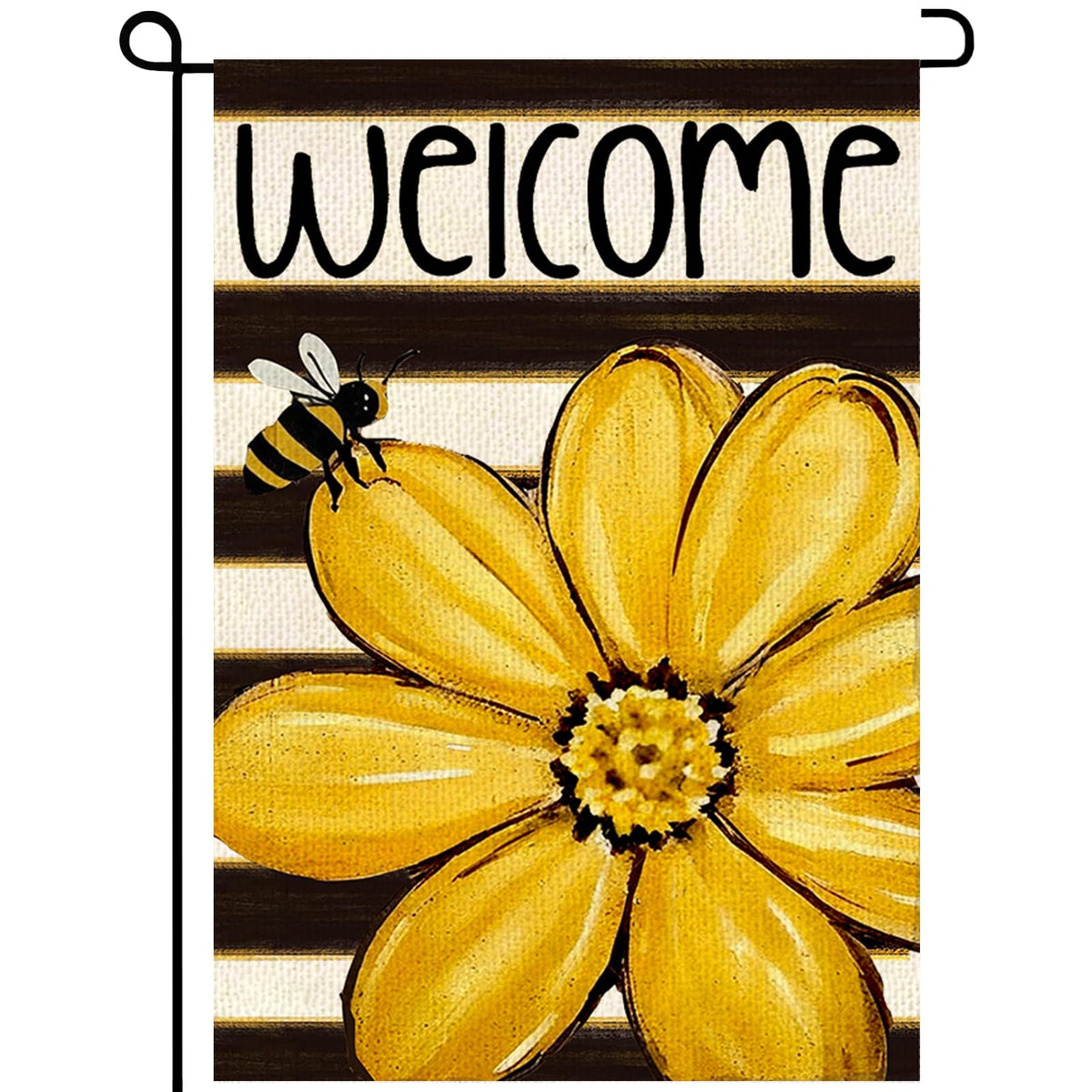 SXDMHYB sunflowers and bees flag front view for outdoor welcome