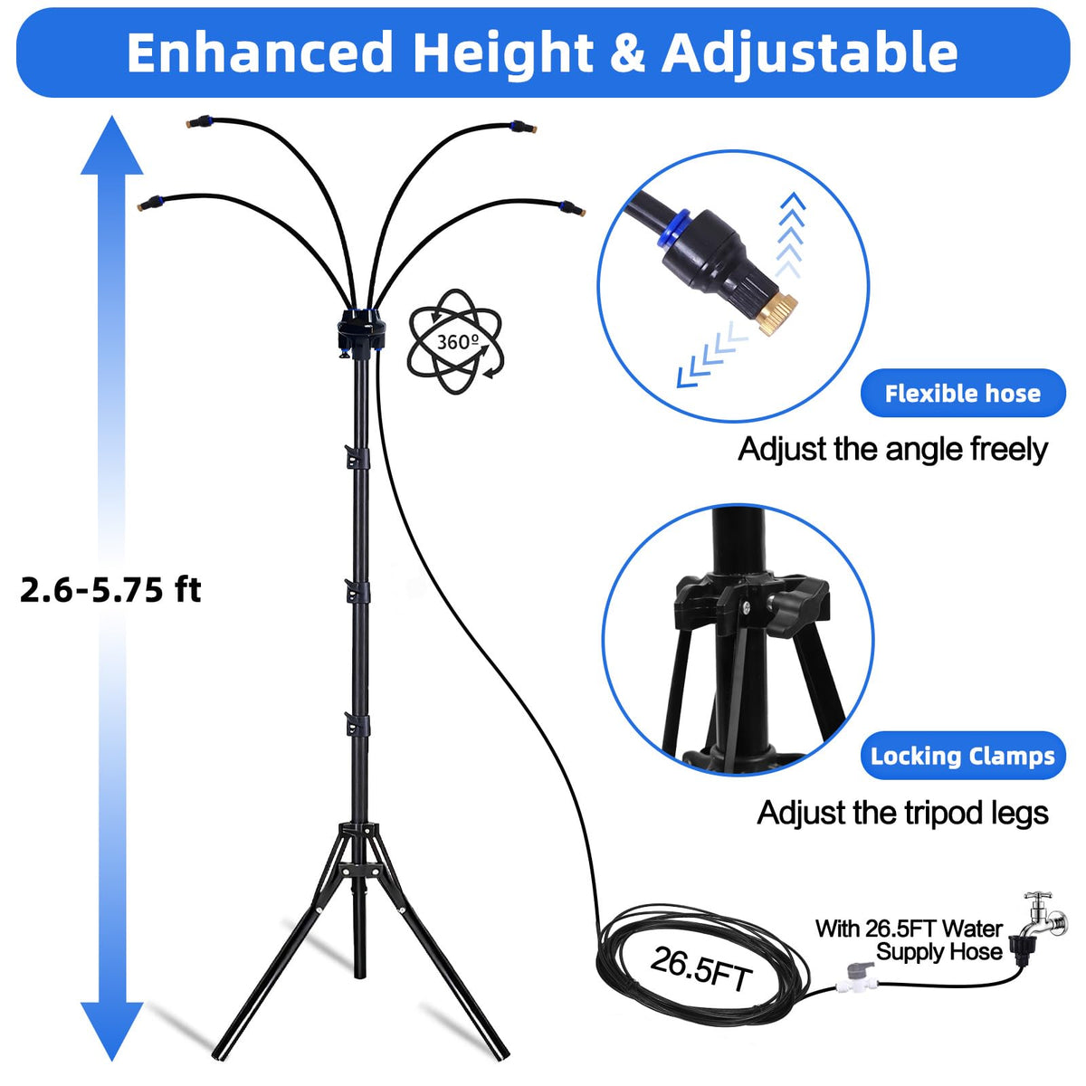 SXJINGLIMY stainless steel tripod provides durable outdoor cooling support