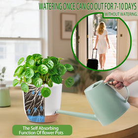 Sxueg detachable saucer with four overflow outlets prevents water buildup.