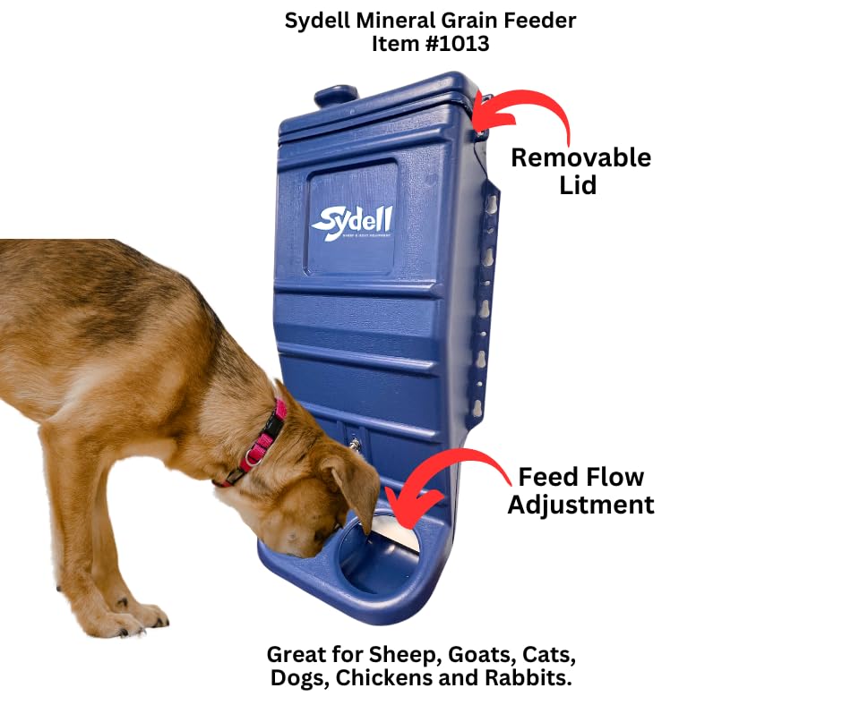 Sydell feeder side view shows capacity for multiple small livestock.