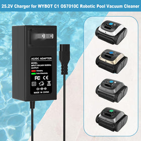 SYFLYH 25.2V charger WYBOT C1 with 6-5ft cable for flexible poolside reach.