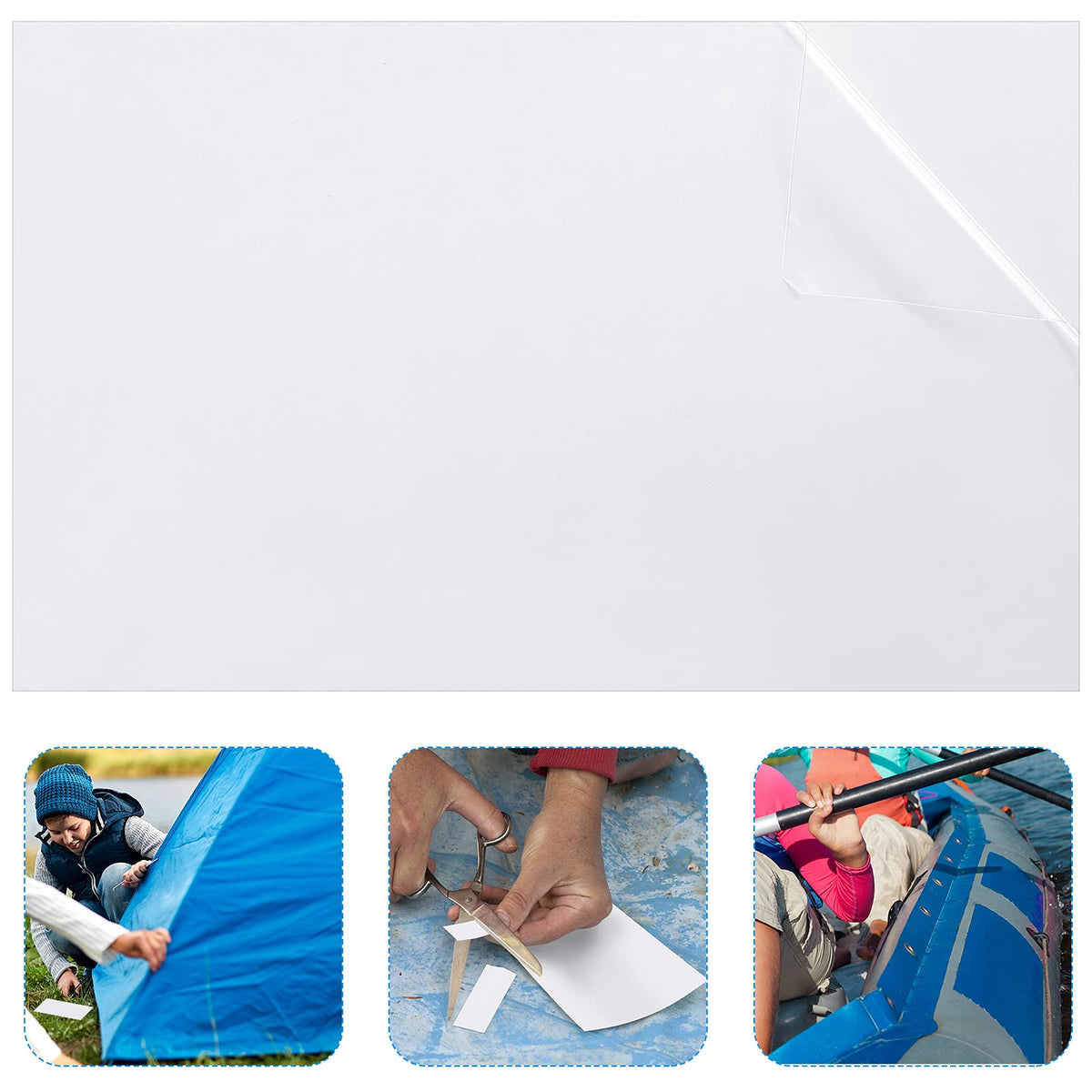 Syhood extra-large pool liner patch being applied on a pool liner for quick repairs.