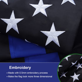 SYII embroidered-stars flag showcases 50 stars with a 3D look.