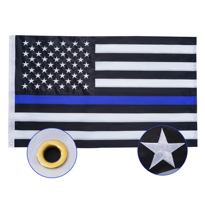 SYII Thin Blue Line flag 12x18 for outdoor salutes, durable and ready for yacht or ATV.