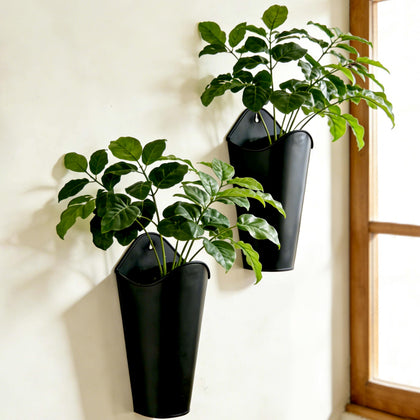 SYITCUN 12-inch galvanized wall planters set of 2 for rustic indoor display