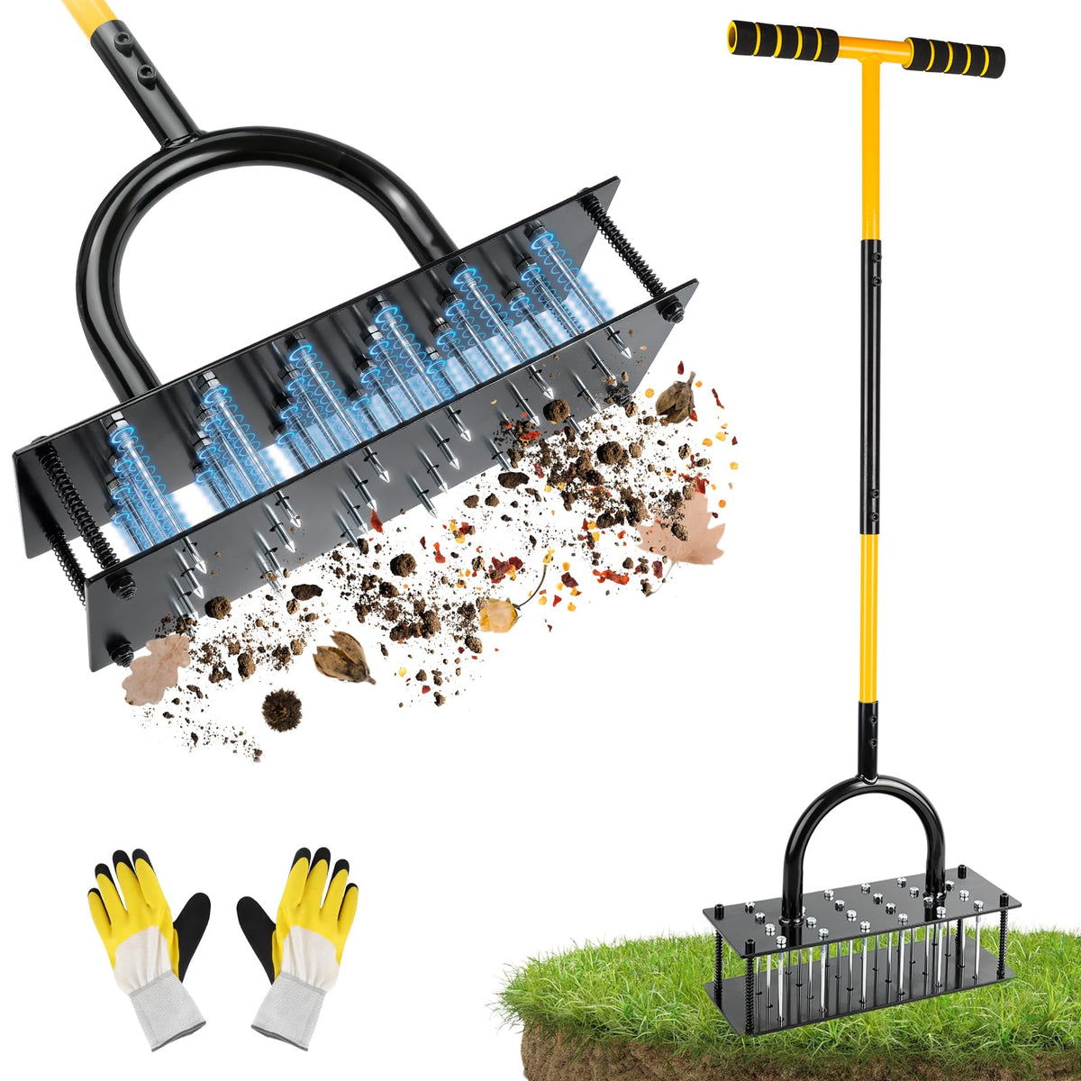 sykart Lawn Aerator with 24 spikes for quick, deeper soil aeration and health