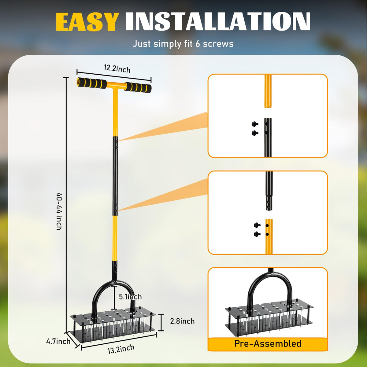 sykart Adjustable T-handle adapts to your height for comfortable lawn care