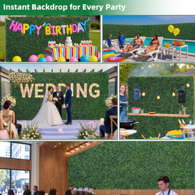 Wedding backdrop option with SylvanVerse artificial boxwood roll
