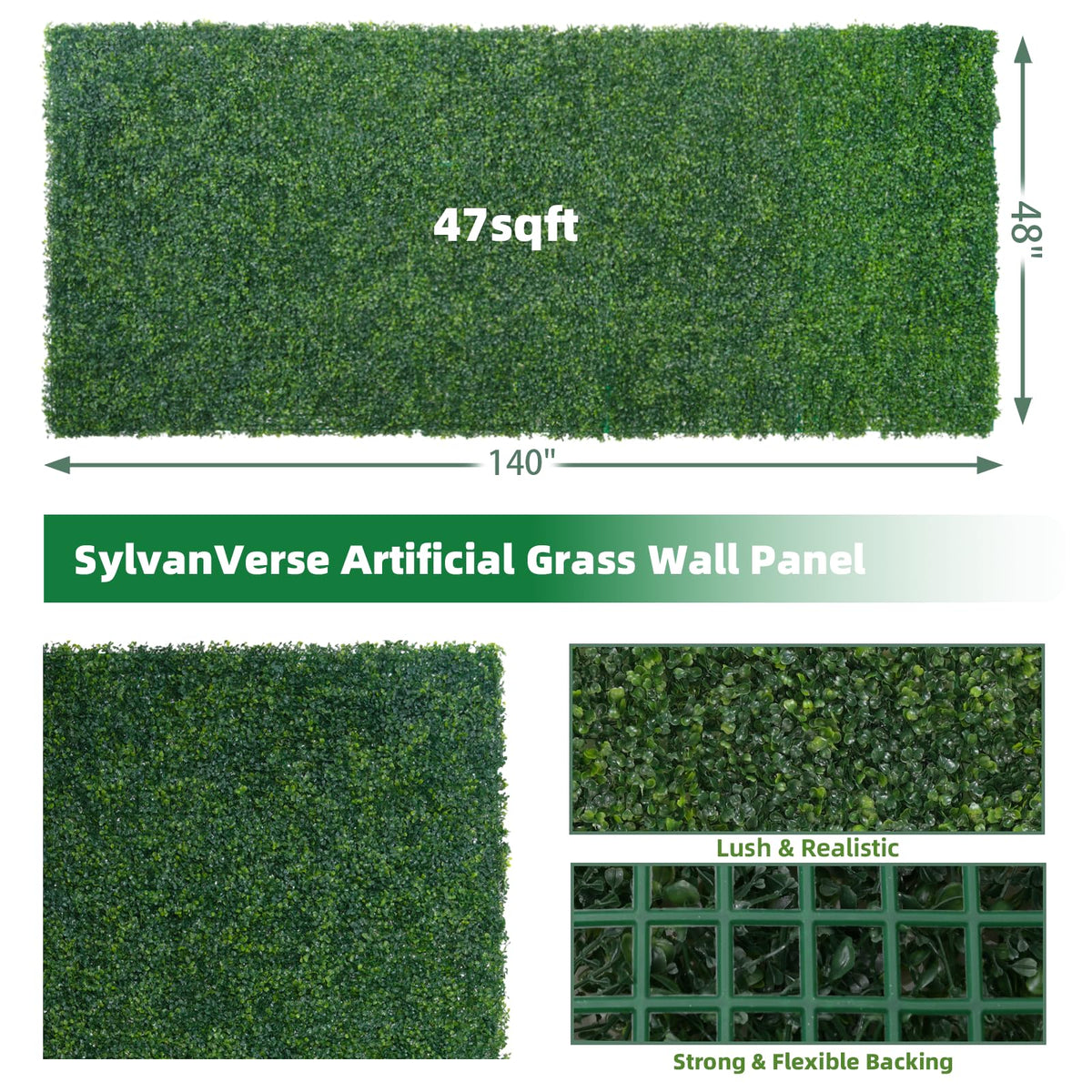 SylvanVerse UV-resistant faux ivy hedge wall panel provides year-round color.