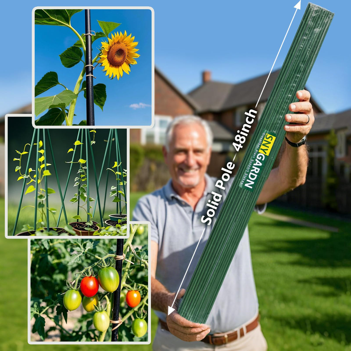 SnyGardn outdoor-use stake resists moisture and rust for season after season.
