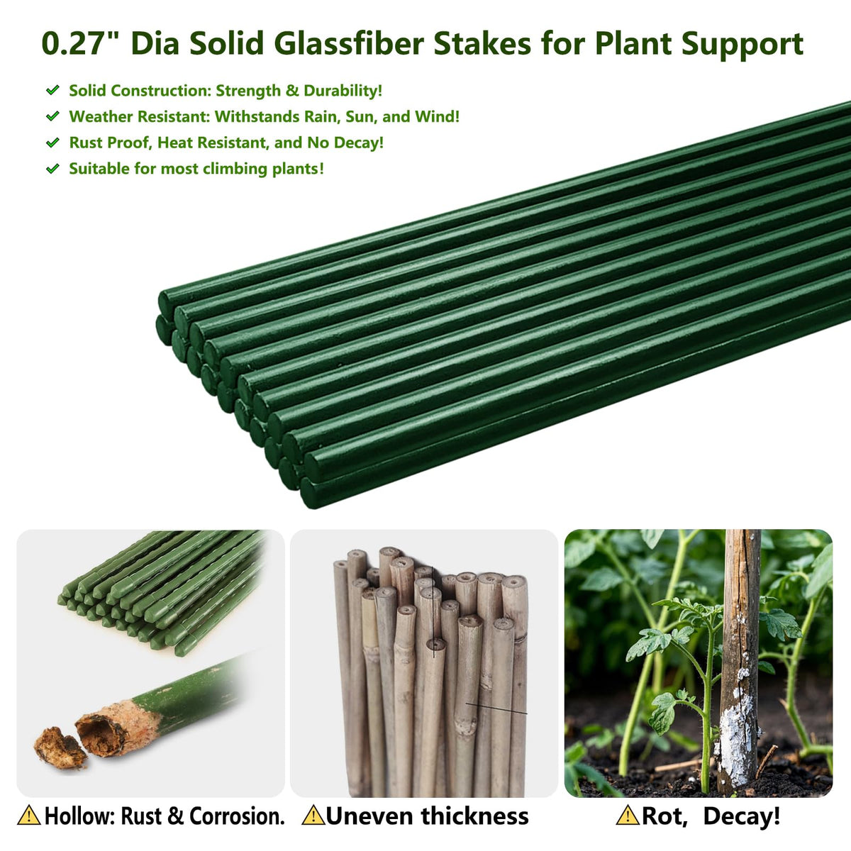 SnyGardn tomato support stake in garden helping tomato plants stand tall.
