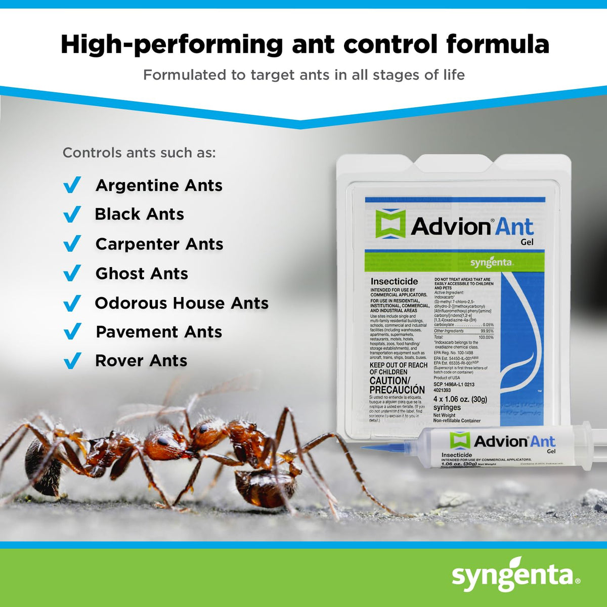 Advion gel visible on a kitchen counter as part of pest management.